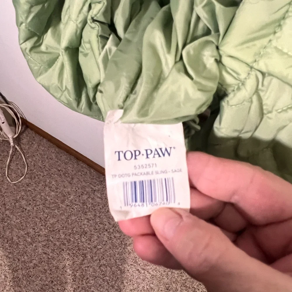 Top Paw Green Quilted Pet Sling - 0S - Smaller Dog